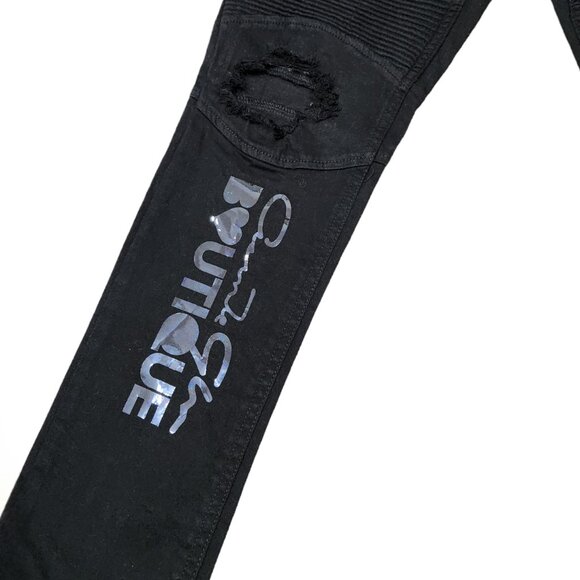 Soho Babe Skinny Distressed Moto Mid Rise Jeans Size 11 - Picture 5 of 12